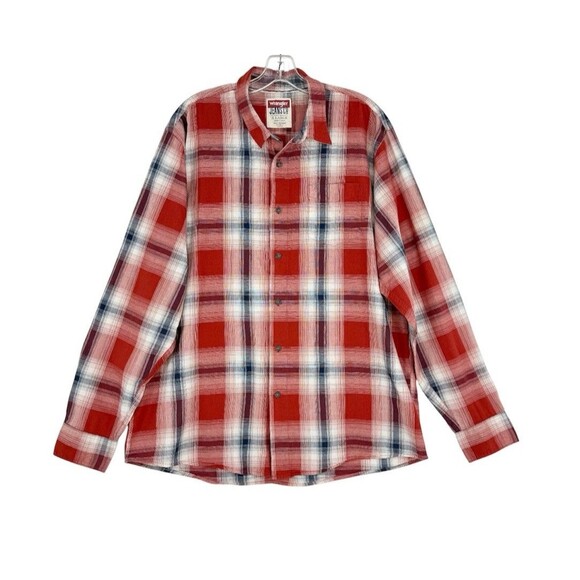 WRANGLER Mens Shirt XL Red Check Cotton - Picture 1 of 16